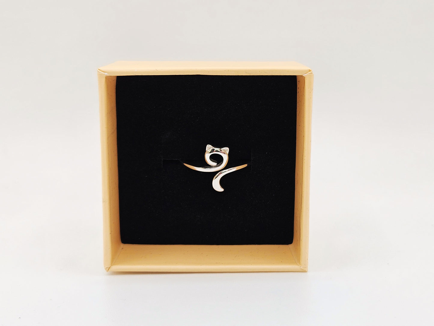Silver Cat Crochet Tension Ring With Gift Box